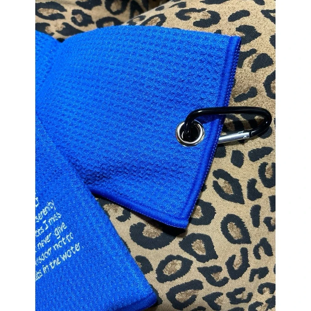 NEW Blue Golf Serenity Prayer Waffle Knit Golf Towel w/‎ Carabiner Clip